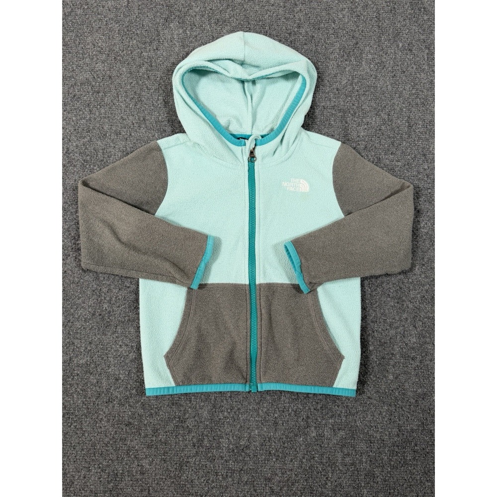 THE NORTH FACE Toddler Glacier Fleece Hoodie Size 4T Blue Gray Jacket